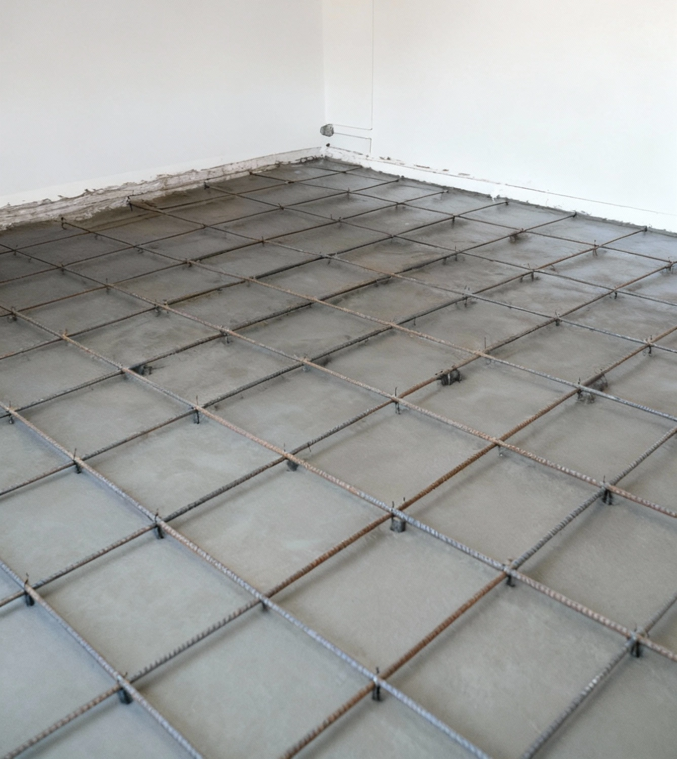 Exterior foundation slab pouring along home perimeter for structural stabilization